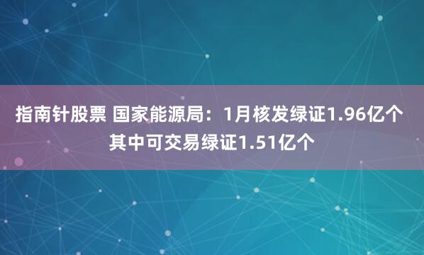 指南针股票 国家能源局：1月核发绿证1.96亿个 其中可交易绿证1.51亿个