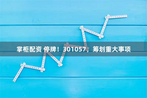 掌柜配资 停牌!301057,筹划重大事项
