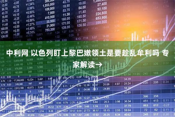 中利网 以色列盯上黎巴嫩领土是要趁乱牟利吗 专家解读→