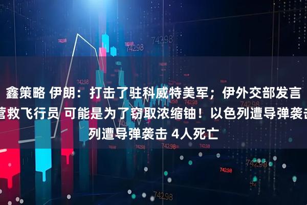 鑫策略 伊朗：打击了驻科威特美军；伊外交部发言人：美方营救飞行员 可能是为了窃取浓缩铀！以色列遭导弹袭击 4人死亡